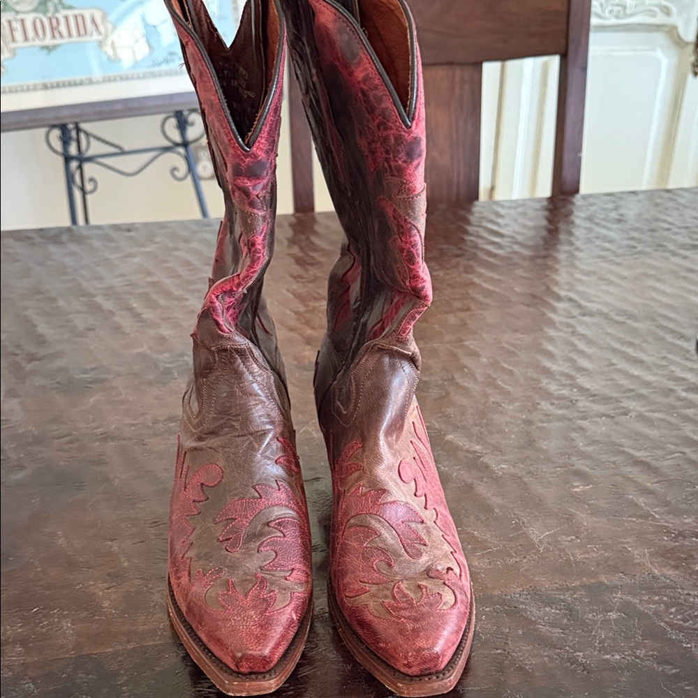 Dan Post Rich Brown and Red Leather Boots